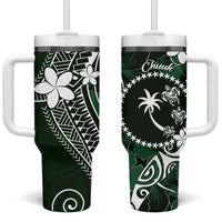 FSM Chuuk Tumbler With Handle Turtle Tropical Flowers Polynesian - Green LT14 One Size: 40 oz Green - Polynesian Pride
