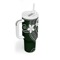 FSM Chuuk Tumbler With Handle Turtle Tropical Flowers Polynesian - Green LT14 - Polynesian Pride