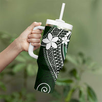 FSM Chuuk Tumbler With Handle Turtle Tropical Flowers Polynesian - Green LT14 - Polynesian Pride