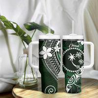 FSM Chuuk Tumbler With Handle Turtle Tropical Flowers Polynesian - Green LT14 - Polynesian Pride