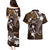 FSM Chuuk Couples Matching Puletasi and Hawaiian Shirt Turtle Tropical Flowers Polynesian - Brown