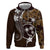 FSM Chuuk Hoodie Turtle Tropical Flowers Polynesian - Brown