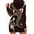 FSM Chuuk Hoodie Dress Turtle Tropical Flowers Polynesian - Brown