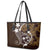 FSM Chuuk Leather Tote Bag Turtle Tropical Flowers Polynesian - Brown