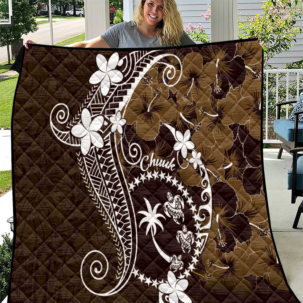 FSM Chuuk Quilt Turtle Tropical Flowers Polynesian - Brown