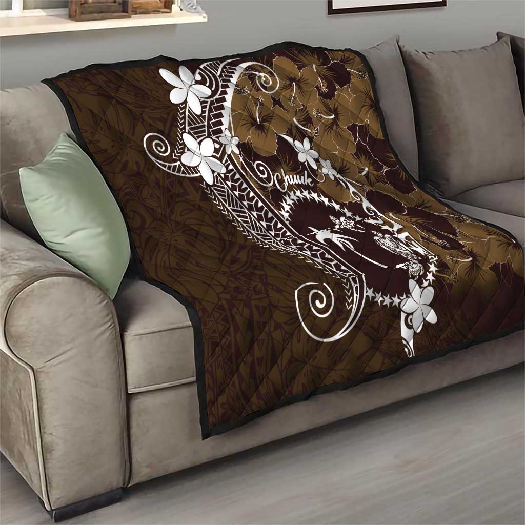 FSM Chuuk Quilt Turtle Tropical Flowers Polynesian - Brown LT14 - Polynesian Pride