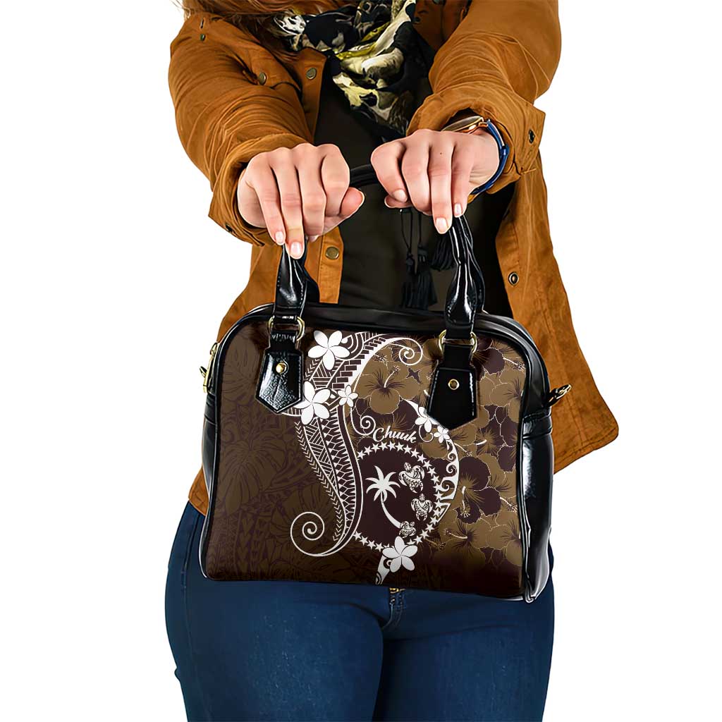 FSM Chuuk Shoulder Handbag Turtle Tropical Flowers Polynesian - Brown LT14 One Size Brown - Polynesian Pride