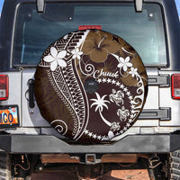 FSM Chuuk Spare Tire Cover Turtle Tropical Flowers Polynesian - Brown LT14 Brown - Polynesian Pride