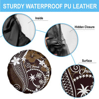 FSM Chuuk Spare Tire Cover Turtle Tropical Flowers Polynesian - Brown LT14 - Polynesian Pride