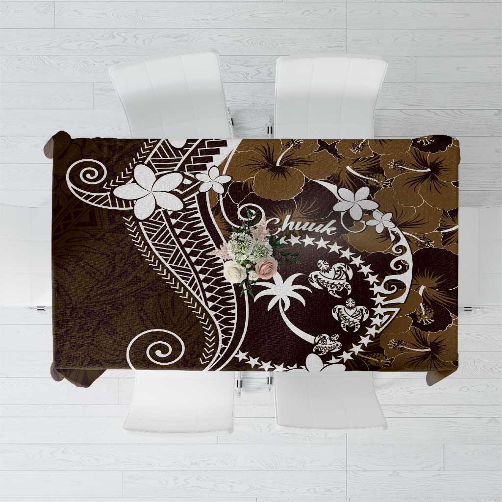 FSM Chuuk Tablecloth Turtle Tropical Flowers Polynesian - Brown LT14 Brown - Polynesian Pride