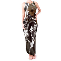 FSM Chuuk Tank Maxi Dress Turtle Tropical Flowers Polynesian - Brown LT14 Women Brown - Polynesian Pride