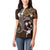 FSM Chuuk Women Polo Shirt Turtle Tropical Flowers Polynesian - Brown