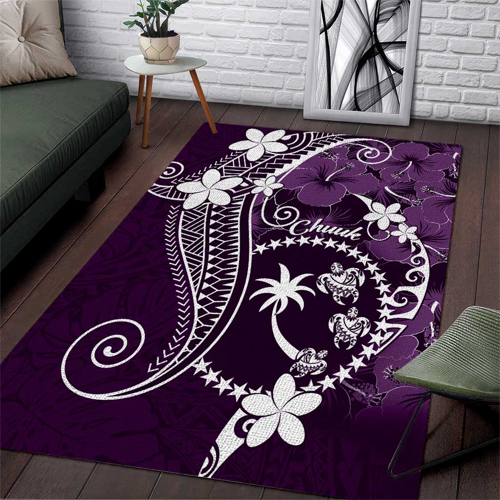 FSM Chuuk Area Rug Turtle Tropical Flowers Polynesian - Purple LT14 Purple - Polynesian Pride