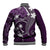 FSM Chuuk Baseball Jacket Turtle Tropical Flowers Polynesian - Purple