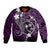 FSM Chuuk Bomber Jacket Turtle Tropical Flowers Polynesian - Purple