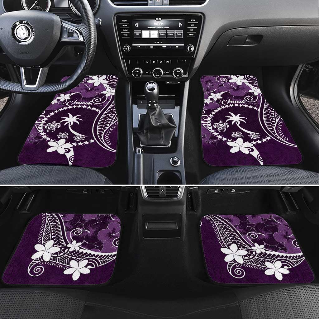 FSM Chuuk Car Mats Turtle Tropical Flowers Polynesian - Purple LT14 Set 4pcs Purple - Polynesian Pride