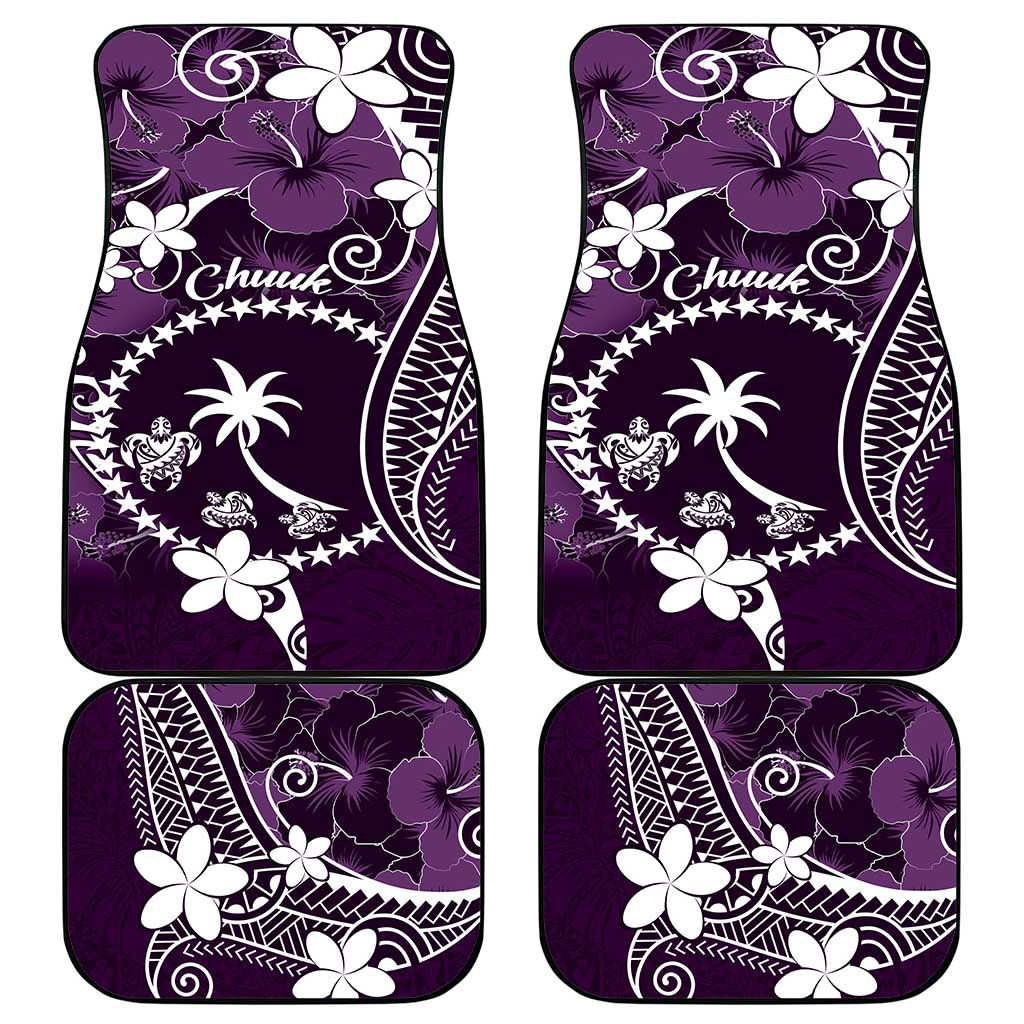 FSM Chuuk Car Mats Turtle Tropical Flowers Polynesian - Purple LT14 - Polynesian Pride