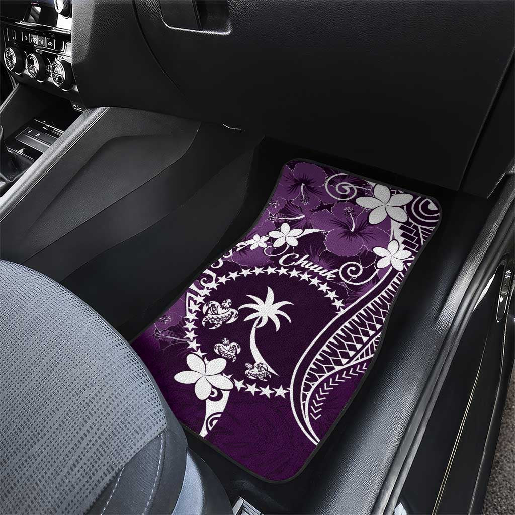 FSM Chuuk Car Mats Turtle Tropical Flowers Polynesian - Purple LT14 - Polynesian Pride