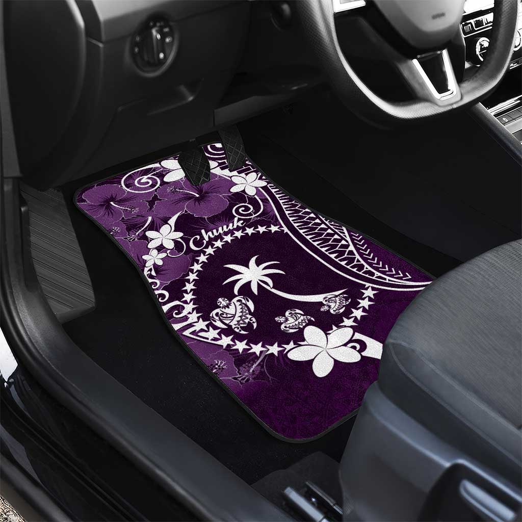 FSM Chuuk Car Mats Turtle Tropical Flowers Polynesian - Purple LT14 - Polynesian Pride