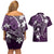 FSM Chuuk Couples Matching Off Shoulder Short Dress and Hawaiian Shirt Turtle Tropical Flowers Polynesian - Purple