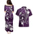 FSM Chuuk Couples Matching Puletasi and Hawaiian Shirt Turtle Tropical Flowers Polynesian - Purple