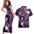 FSM Chuuk Couples Matching Short Sleeve Bodycon Dress and Hawaiian Shirt Turtle Tropical Flowers Polynesian - Purple