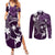 FSM Chuuk Couples Matching Summer Maxi Dress and Long Sleeve Button Shirt Turtle Tropical Flowers Polynesian - Purple