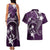 FSM Chuuk Couples Matching Tank Maxi Dress and Hawaiian Shirt Turtle Tropical Flowers Polynesian - Purple