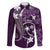 FSM Chuuk Family Matching Long Sleeve Bodycon Dress and Hawaiian Shirt Turtle Tropical Flowers Polynesian - Purple