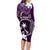 FSM Chuuk Family Matching Long Sleeve Bodycon Dress and Hawaiian Shirt Turtle Tropical Flowers Polynesian - Purple