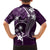 FSM Chuuk Family Matching Off Shoulder Short Dress and Hawaiian Shirt Turtle Tropical Flowers Polynesian - Purple