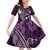 FSM Chuuk Family Matching Off Shoulder Short Dress and Hawaiian Shirt Turtle Tropical Flowers Polynesian - Purple