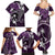 FSM Chuuk Family Matching Summer Maxi Dress and Hawaiian Shirt Turtle Tropical Flowers Polynesian - Purple