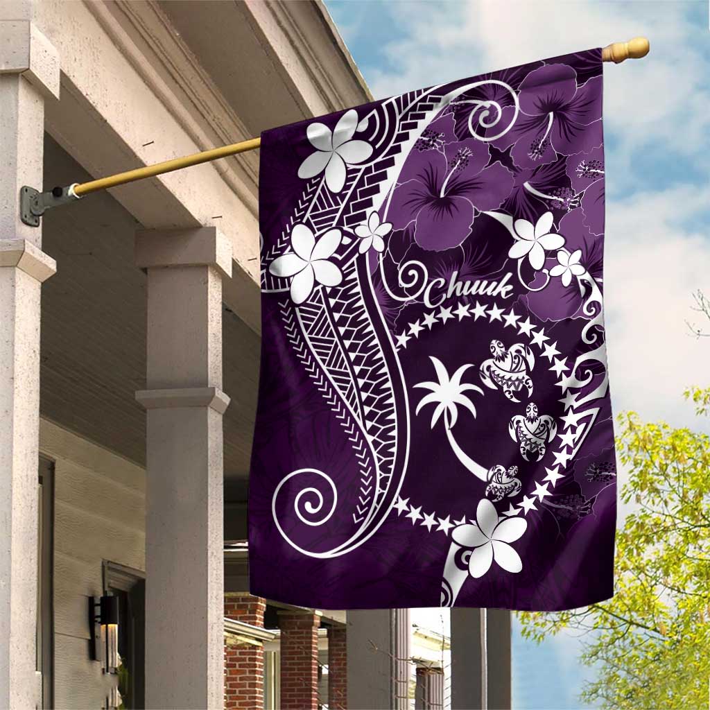 FSM Chuuk Garden Flag Turtle Tropical Flowers Polynesian - Purple LT14 House Flag Purple - Polynesian Pride