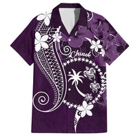 FSM Chuuk Hawaiian Shirt Turtle Tropical Flowers Polynesian - Purple LT14 Purple - Polynesian Pride