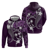 FSM Chuuk Hoodie Turtle Tropical Flowers Polynesian - Purple LT14 - Polynesian Pride