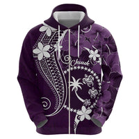 FSM Chuuk Hoodie Turtle Tropical Flowers Polynesian - Purple LT14 - Polynesian Pride
