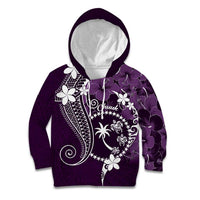 FSM Chuuk Kid Hoodie Turtle Tropical Flowers Polynesian - Purple LT14 Hoodie Purple - Polynesian Pride