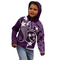 FSM Chuuk Kid Hoodie Turtle Tropical Flowers Polynesian - Purple LT14 - Polynesian Pride