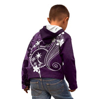 FSM Chuuk Kid Hoodie Turtle Tropical Flowers Polynesian - Purple LT14 - Polynesian Pride