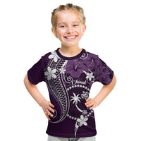 FSM Chuuk Kid T Shirt Turtle Tropical Flowers Polynesian - Purple LT14 Purple - Polynesian Pride