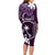 FSM Chuuk Long Sleeve Bodycon Dress Turtle Tropical Flowers Polynesian - Purple