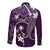 FSM Chuuk Long Sleeve Button Shirt Turtle Tropical Flowers Polynesian - Purple