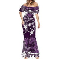 FSM Chuuk Mermaid Dress Turtle Tropical Flowers Polynesian - Purple LT14 - Polynesian Pride