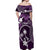 FSM Chuuk Off Shoulder Maxi Dress Turtle Tropical Flowers Polynesian - Purple