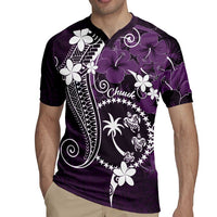 FSM Chuuk Rugby Jersey Turtle Tropical Flowers Polynesian - Purple LT14 - Polynesian Pride