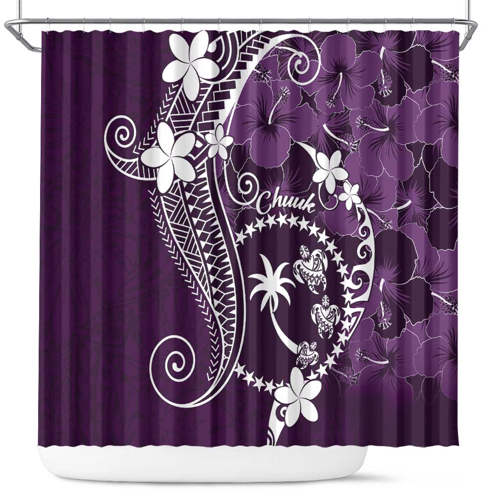 FSM Chuuk Shower Curtain Turtle Tropical Flowers Polynesian - Purple LT14 Purple - Polynesian Pride