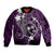 FSM Chuuk Sleeve Zip Bomber Jacket Turtle Tropical Flowers Polynesian - Purple