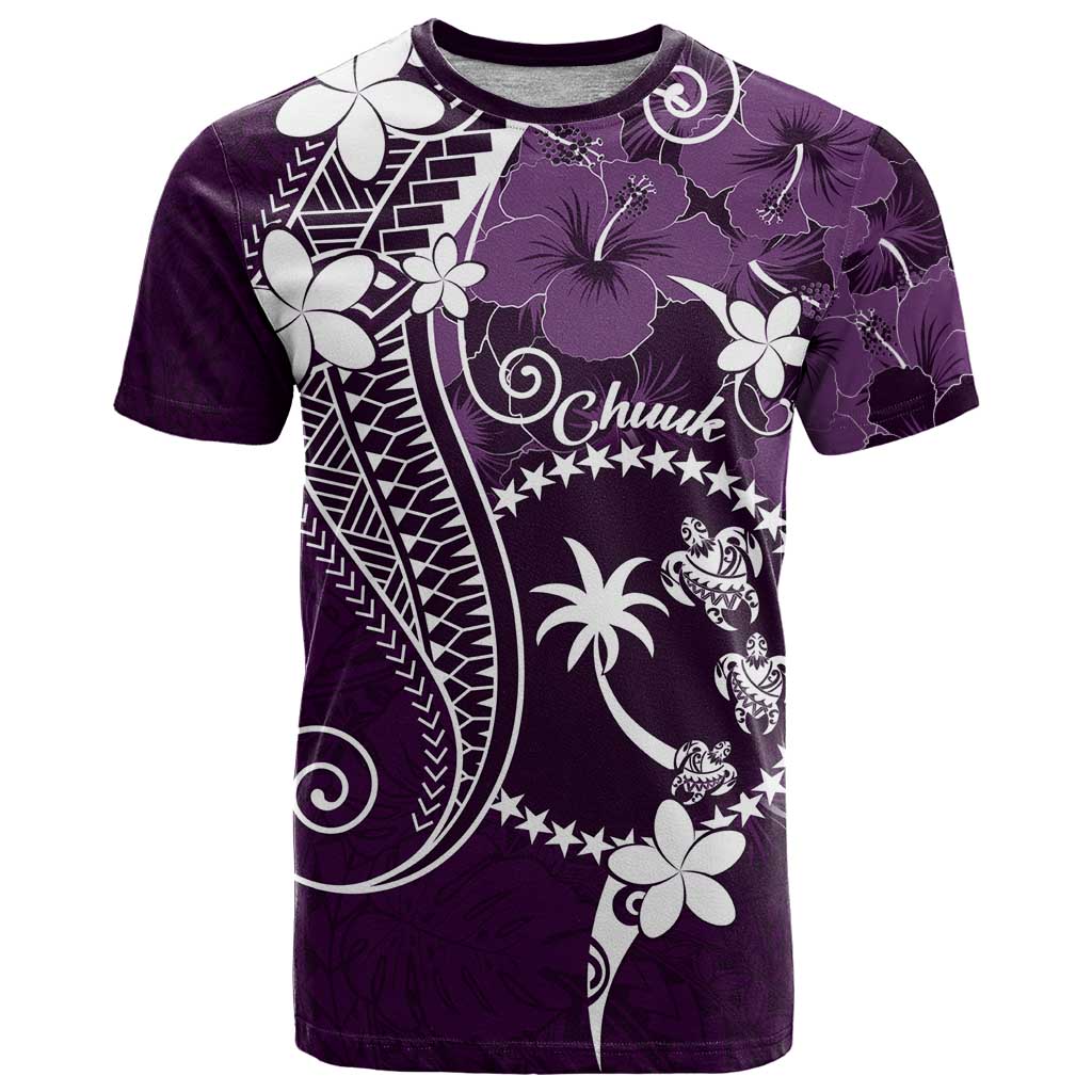 FSM Chuuk T Shirt Turtle Tropical Flowers Polynesian - Purple LT14 Purple - Polynesian Pride