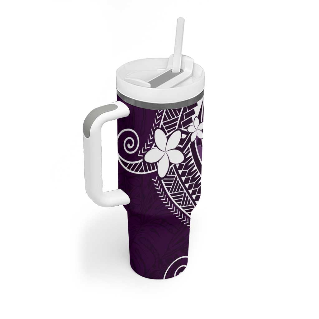 FSM Chuuk Tumbler With Handle Turtle Tropical Flowers Polynesian - Purple LT14 - Polynesian Pride